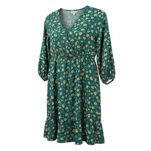 BloomChic Teal Green Floral Long Sleeve Babydoll Dress Plus Size US 26 NWT